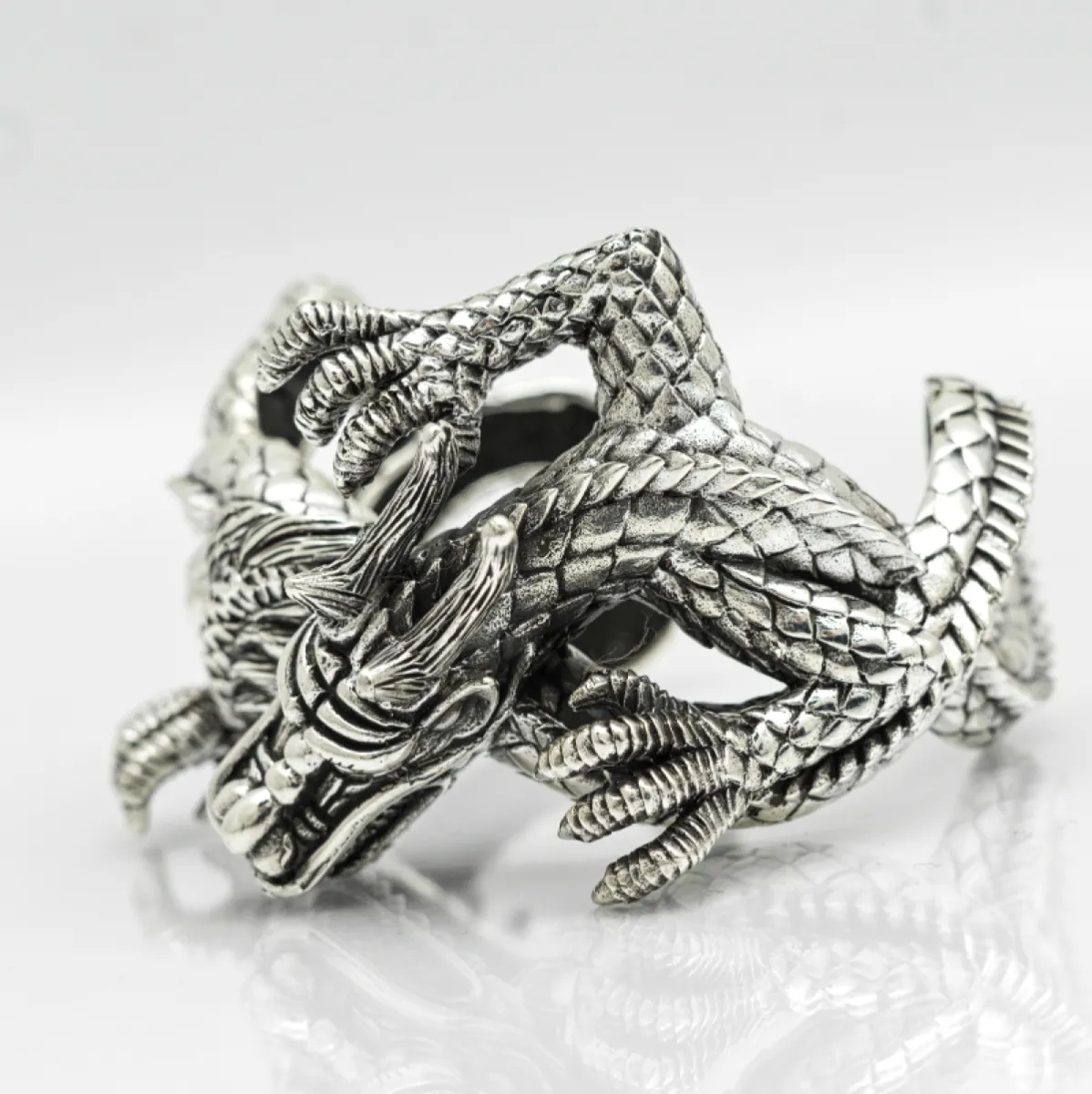 Bratara fixa dragon incolacit Argint