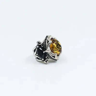 Inel gotic chihlimbar onix Argint - 5