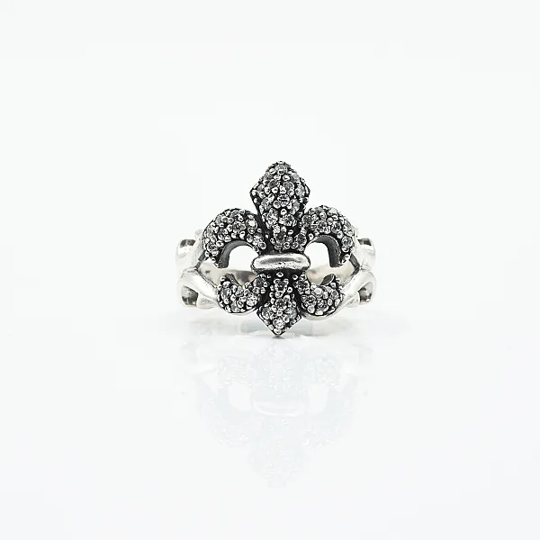 Inel Fleur de Lys c.z.transparent Argint