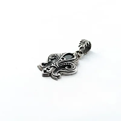 Pandantiv gotic Fleur de Lys c.z.negru Argint - 2