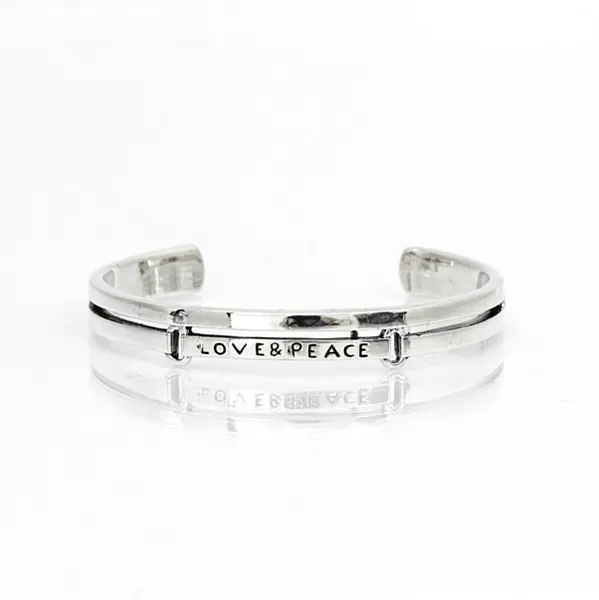Bratara fixa love and peace large Argint