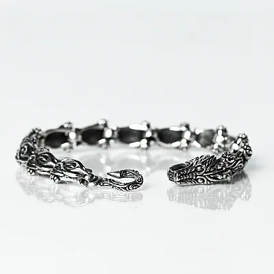 Bratara decor gotic cap dragon Argint - 2