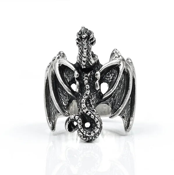 Inel dragon inaripat Argint
