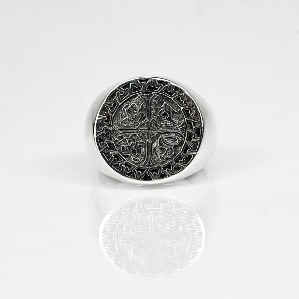 Inel rotund cruce celtica Argint