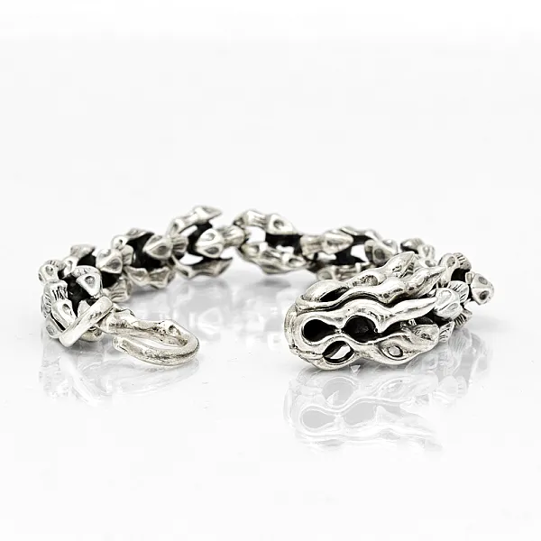 Bratara flexibila schelet dragon Argint