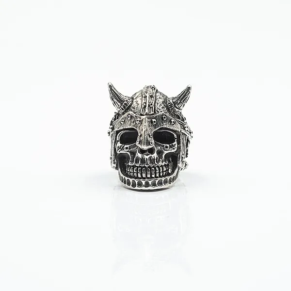 Inel craniu casca de viking Argint