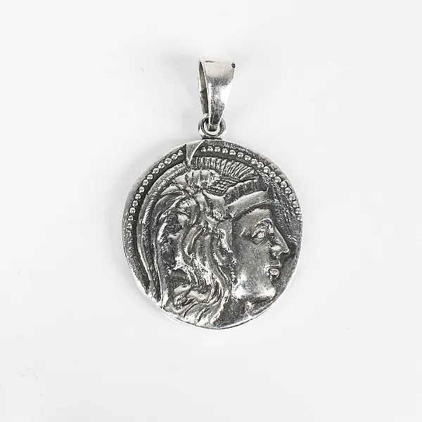 Pandantiv moneda zeita Athena bufnita Argint