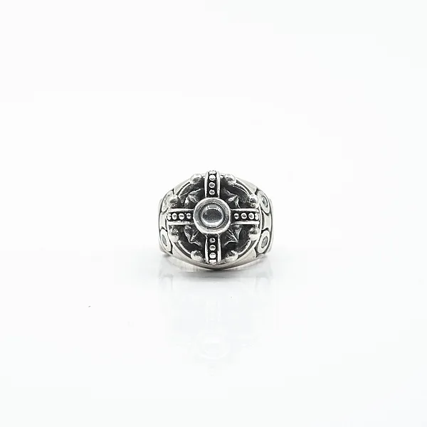 Inel gotic coroana zirconiu transparent Argint