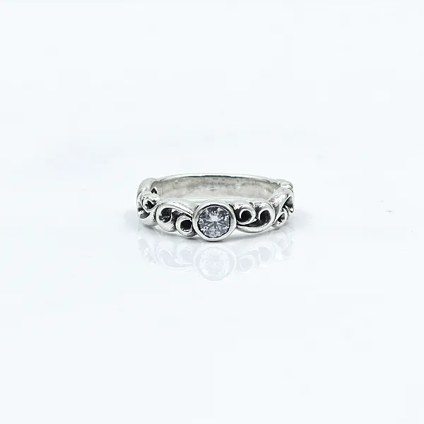Inel gotic bucle c.z.transparent Argint