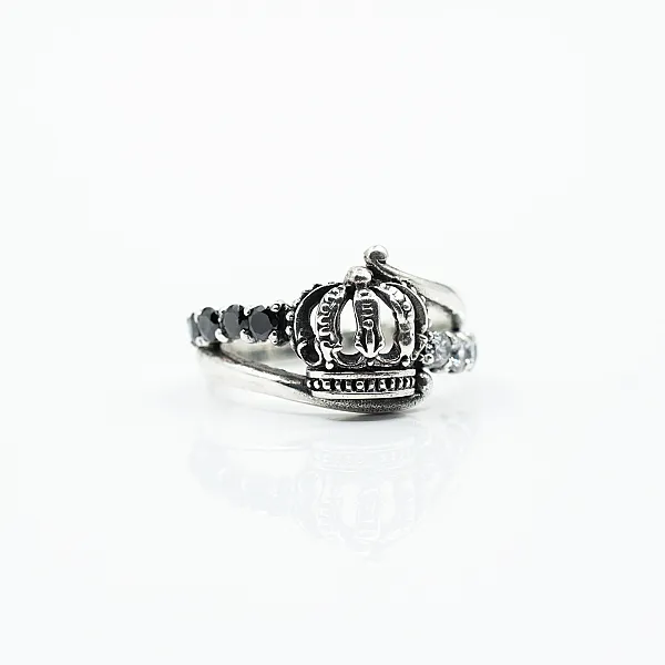 Inel slim coronita cubic zirconia Argint