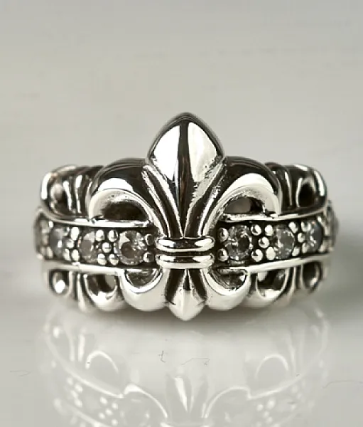 Inel Fleur de Lys mst white Argint