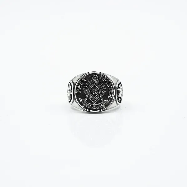 Inel masonic echer si compas Argint
