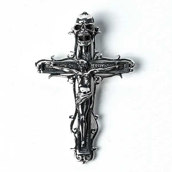 Pandantiv cruce Isus craniu Argint