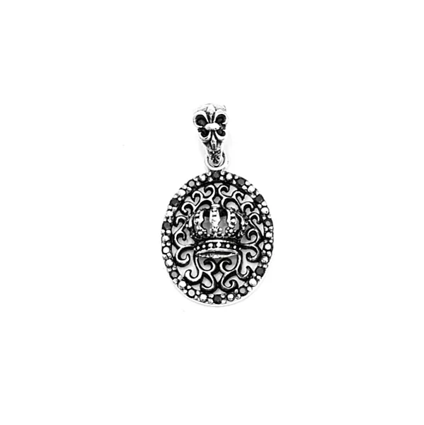 Pandantiv oval coronana c.z.negre Argint