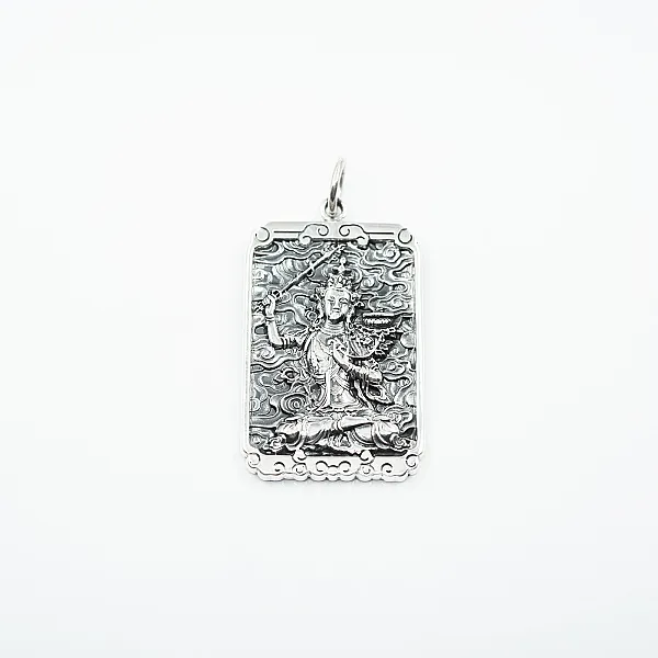 Pandantiv placuta Wenshu Pusa mantra Argint