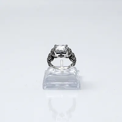 Inel coroane zirconiu transparent cruce Argint - 1