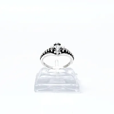 Inel gotic solitaire puncte transparent Argint - 1