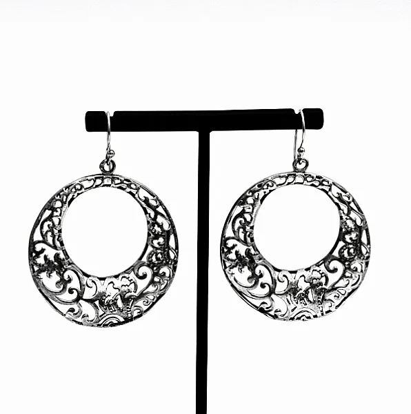Cercei cerc gol floral xl Argint
