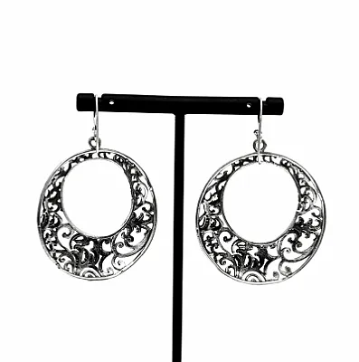 Cercei cerc gol floral xl Argint - 2