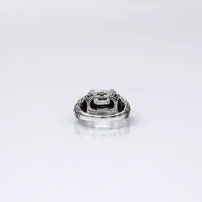 Inel coroane zirconiu transparent cruce Argint - 3