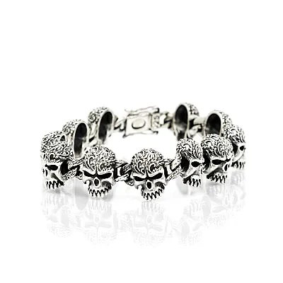 Bratara capete de mort broderie Argint - 1