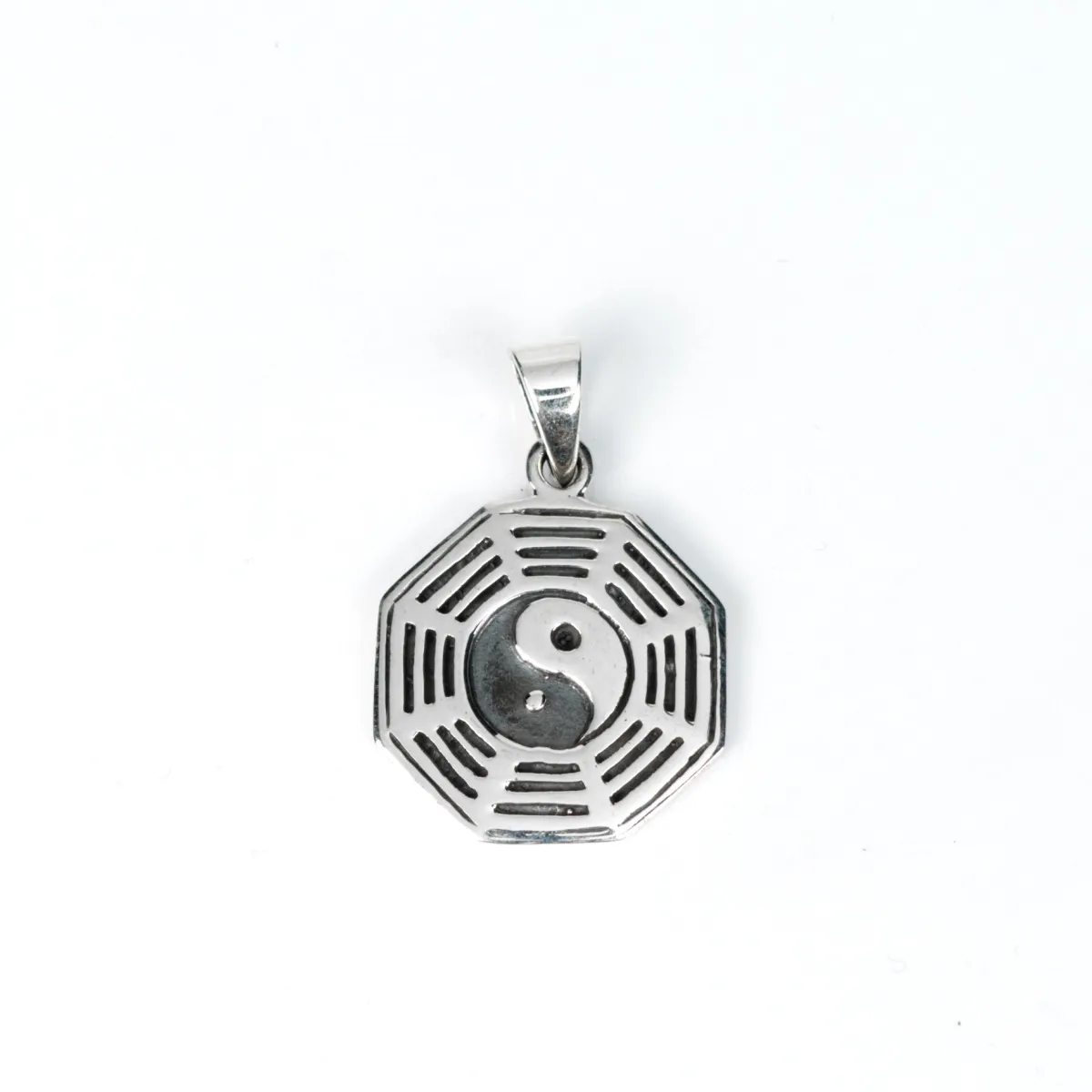Pandantiv octogonal yin yang Argint