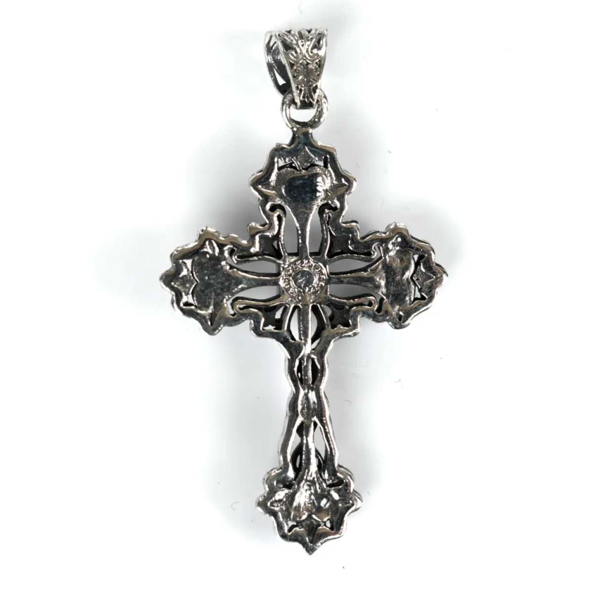 Pandantiv cruce fleur.de.lys craniu Argint