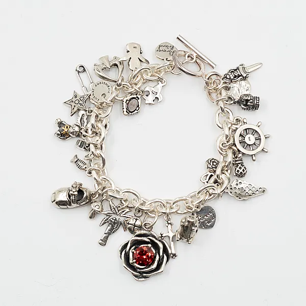 Bratara flexibila multi charms Argint