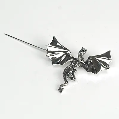Brosa simpla dragon zburand s Argint - 2