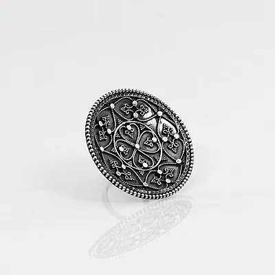 Inel India rotund floare 5.5cm Argint - 6