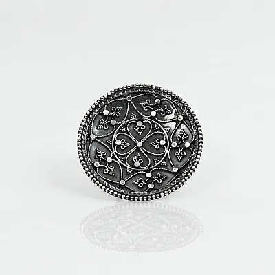 Inel India rotund floare 5.5cm Argint - 1