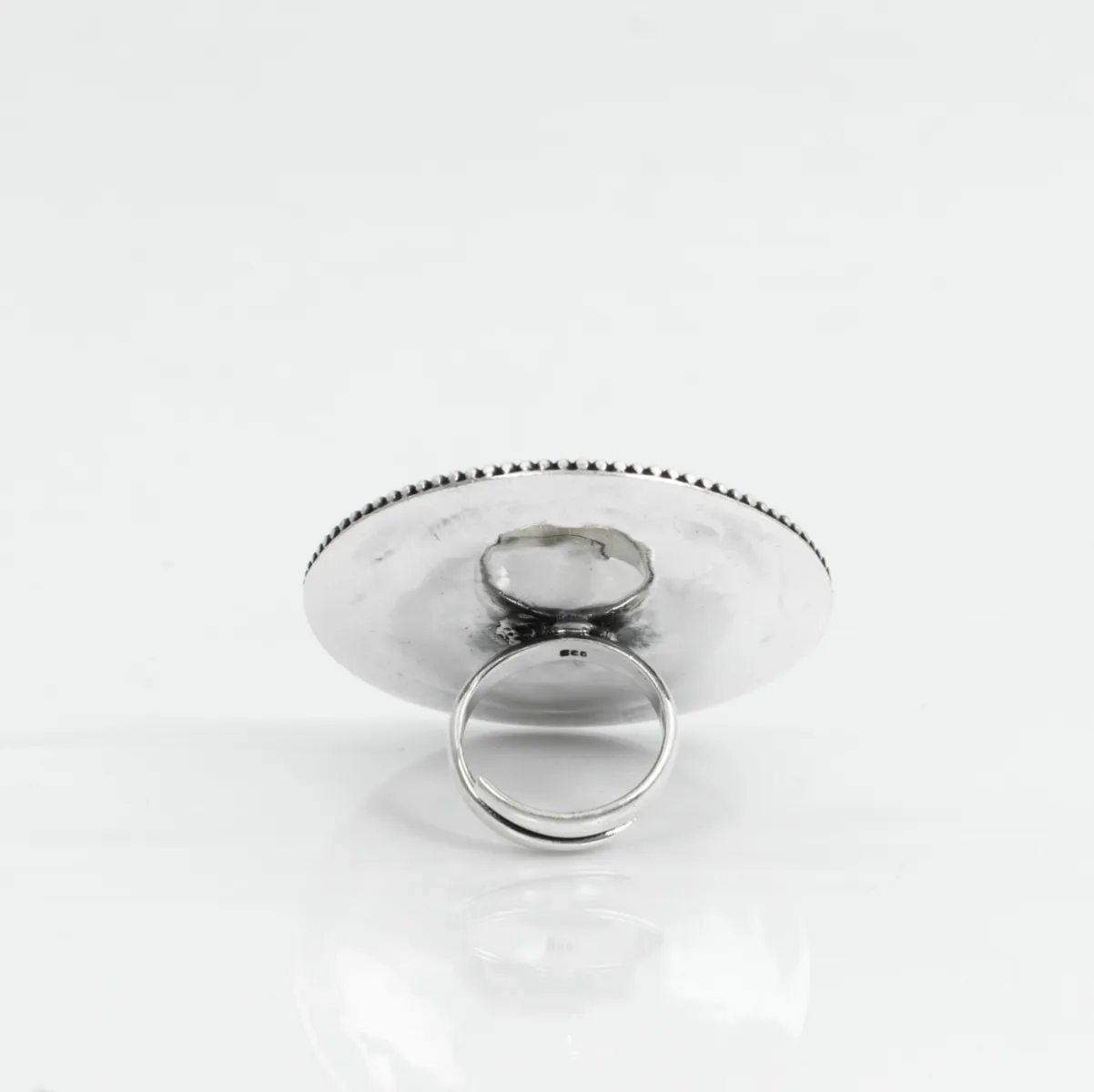 Inel India rotund floare 5.5cm Argint