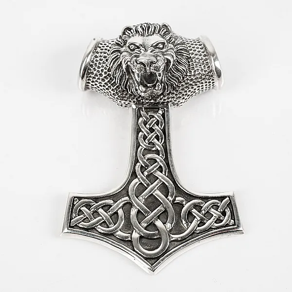 Pandantiv Mjollnir cap de leu Argint