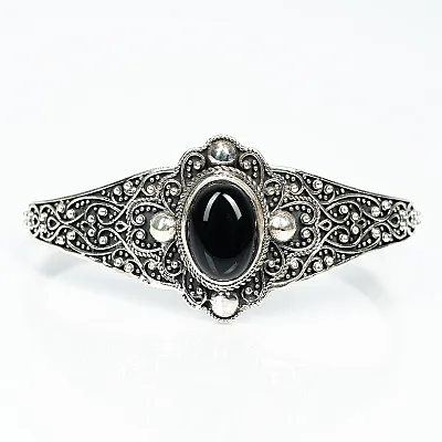 Bratara fixa broderie florala piatra Argint - 1