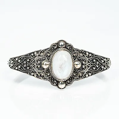 Bratara fixa broderie florala piatra Argint - 2