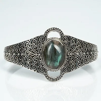 Bratara fixa decor petale piatra Argint - 1
