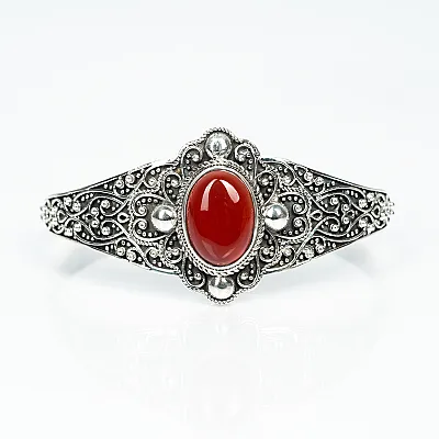 Bratara fixa broderie florala piatra Argint - 5