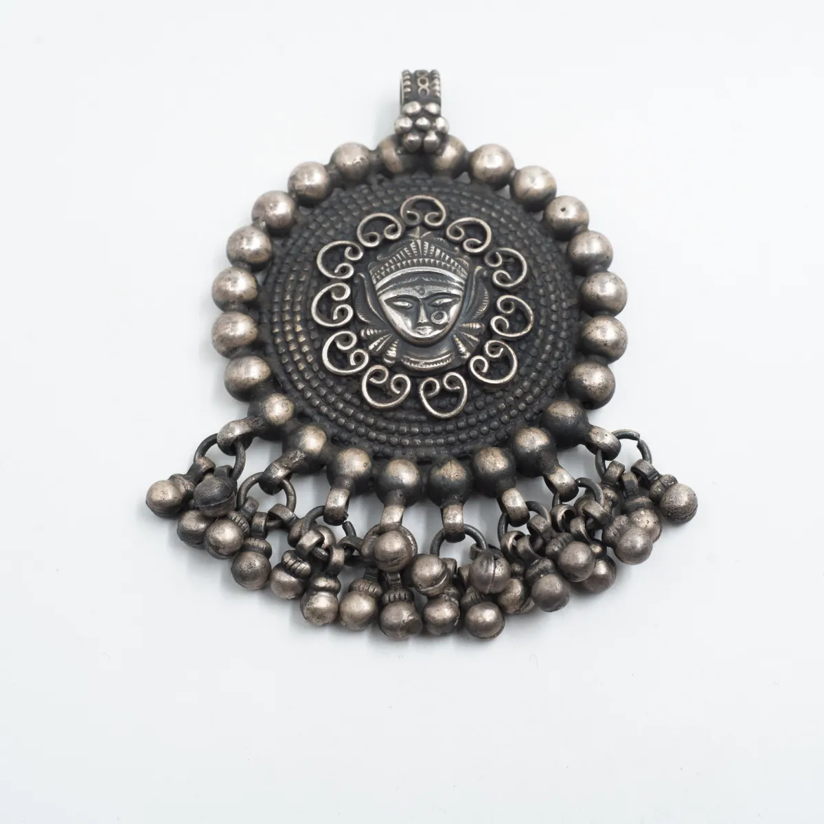 Pandantiv rotund Buddha clopotei India Argint