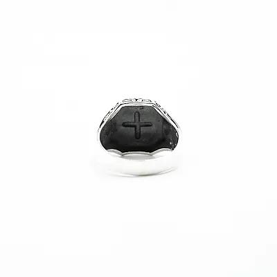 Inel rotund cruce Sfantul Benedict Argint - 4