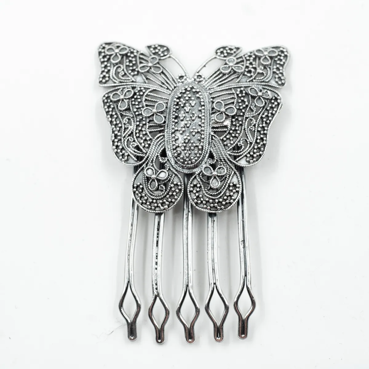 Accesoriu tip pieptan fluture filigranat Argint