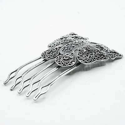 Accesoriu tip pieptan fluture filigranat Argint - 2