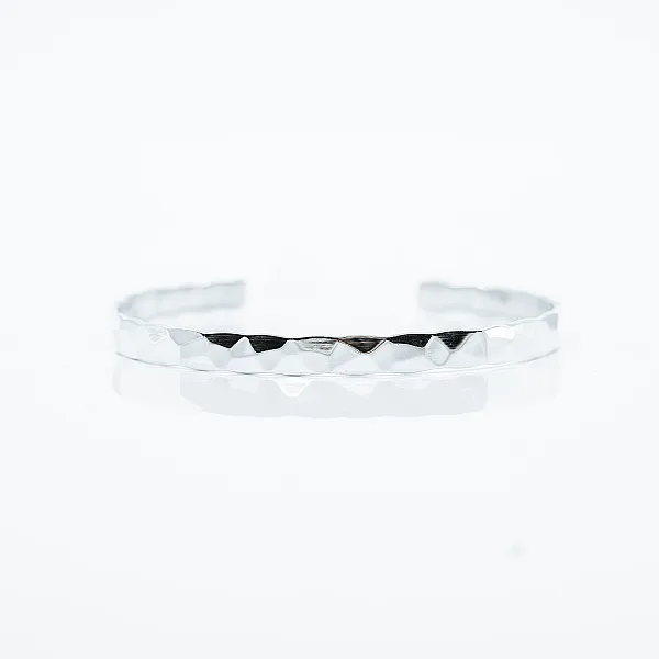 Bratara fixa lata hammered 5mm Argint