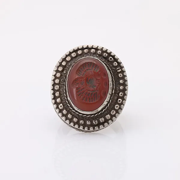 Inel Afghan vintage carneol puncte Argint