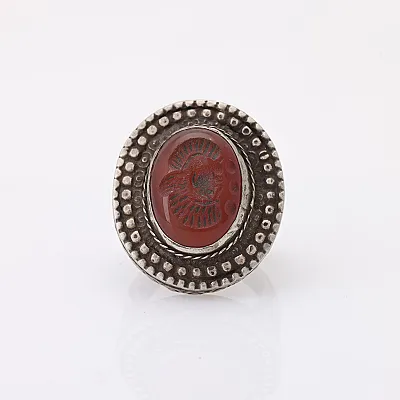 Inel Afghan vintage carneol puncte Argint - 1