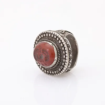 Inel Afghan vintage carneol puncte Argint - 4
