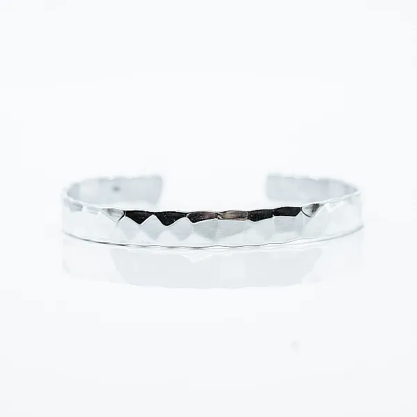 Bratara fixa lata hammered 7mm Argint