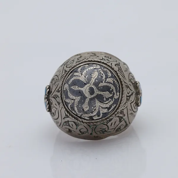 Inel Afghan vintage bombat cruce Argint