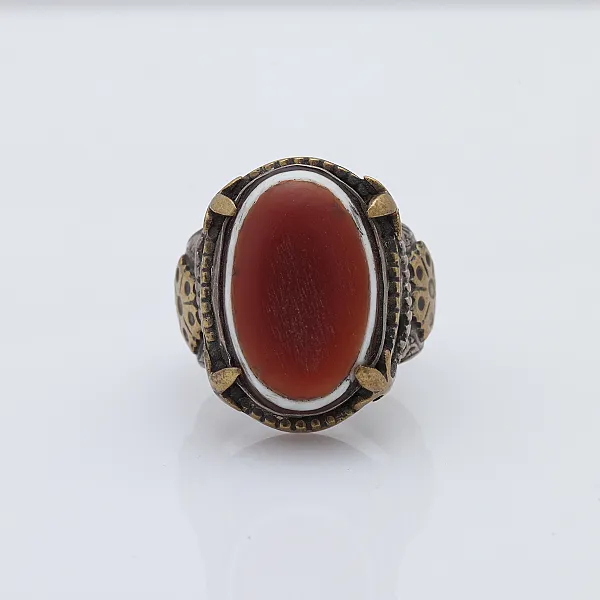 Inel Afghan carneol oval hexagoane Argint