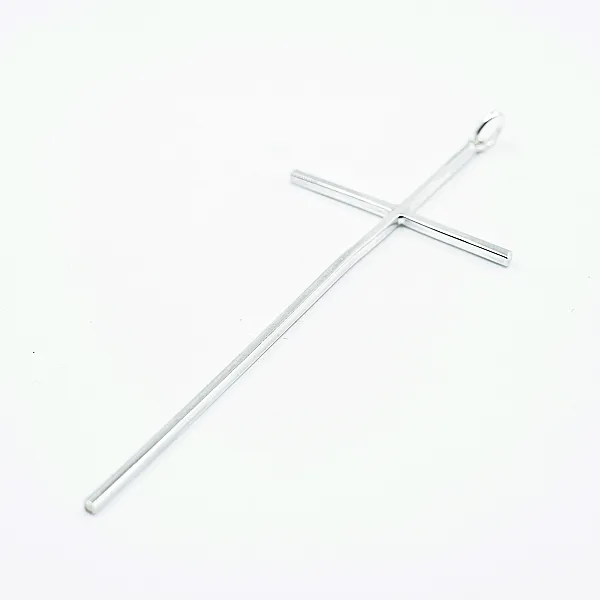 Pandantiv cruce simpla lunga 10cm Argint