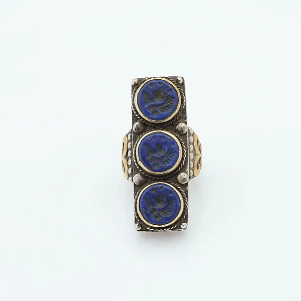 Inel Afghan impletit lapis lazuli Argint